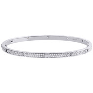 18K White Gold Genuine Round Cut Diamond Stackable Bangle 20cm Bracelet 1.88 CT.