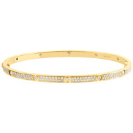 18K Yellow Gold Genuine Round Cut Diamond Stackable Bangle 20cm Bracelet 1.88 CT