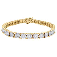 Diamond Fashion Tennis Bracelet Round Cut Solitaire Look 14K Yellow Gold 3.78 Ct