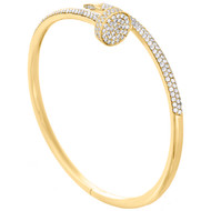 14K Solid Yellow Gold Round Diamond Nail Bangle Size 20cm Unisex Bracelet 2 CT.