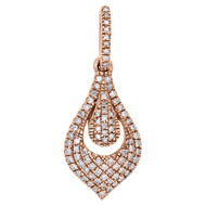 14K Rose Gold Round Cut Diamond Teardrop Pendant Oval Charm Necklace 0.26 Ct.