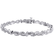 Diamond Infinity Pave Bracelet Ladies .925 Sterling Silver Round Cut 7" 0.11 Ct