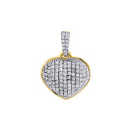 Diamond Heart Pendant 14K Yellow Gold Domed Charm Necklace 0.18 CT.
