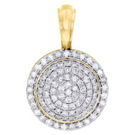 10K Yellow Gold Real Diamond Round Pillow Medallion Pendant Mens Charm 1.92 Ct.