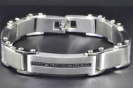 Black Diamond Mens Stainless Steel Bracelet Brushed Fashion Link 0.50 ct.