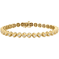 10K Yellow Gold Round Diamond Bezel Set Solitaire Prong Set 8.5" Bracelet 2 CT.