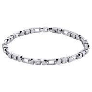 10K White Gold 4.40mm Diamond Fancy Link 3D Bracelet 8.50" Bezel Set 1.60 CT.