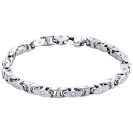 10K White Gold 5.75mm Diamond Oval Link 3D Bracelet 8.50" Bezel Set  2.66 CT.