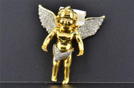 10k Yellow Gold Mens Ladies Mini Diamond Jesus Angel Cherub Pendant Charm 1 CT