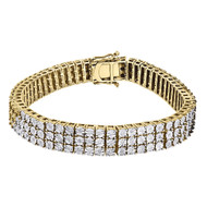 Tricolor Diamond Bracelet Mens .925 Sterling Silver Round Pave Design 0.48 Tcw