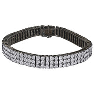 Black & White Diamond Bracelet Mens .925 Sterling Silver Round Design 0.48 Tcw