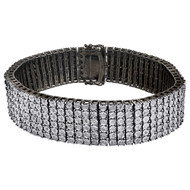 Black & White Diamond Bracelet Mens .925 Sterling Silver Round Design 1.07 Tcw