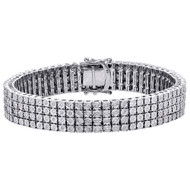.925 Sterling Silver 4 Row Prong Set Diamond Bracelet 8.50" | 12.50mm | 2.50 CT.