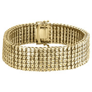 Mens Yellow Diamond 6 Row Tennis Bracelet Yellow Finish Sterling Silver 2 ct.