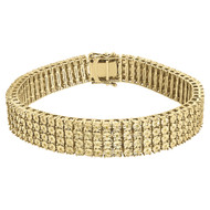 Yellow Diamond 4 Row Bracelet Mens .925 Sterling Silver Link 2.50 Tcw