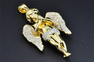 Real Diamond Mini Angel Pendant .925 Sterling Silver Cherub Jesus Charm 0.50 CT.