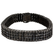 Mens Diamond Bracelet .925 Sterling Silver Pave Design 2 Ct.