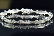 Ladies 10K White Gold .25 Ct. Pave Diamond Round Cut Link Designer Bracelet 7.5"