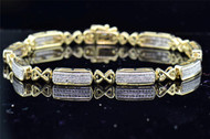 Ladies 10K Yellow Gold .50 Ct. Pave Diamond Round Cut Link Designer Bracelet