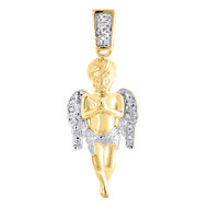 Mini Angel Cherub Real Diamond Pendant .925 Sterling Silver Charm 0.10 Tcw