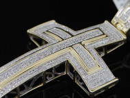 MENS YELLOW GOLD .86C PAVE DIAMOND DOMED CROSS CHARM