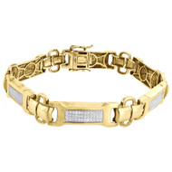 Diamond Bracelet Mens Fashion Pave Round Cut .925 Sterling Silver 8 Inches 1 Ct.