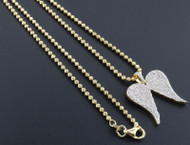 Diamond Angel Wings Pendant .925 Sterling Silver Ladies Charm 0.40 Ct. w/ Chain