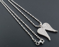 Diamond Angel Wings Pendant .925 Sterling Silver Ladies Charm 0.40 Ct. w/ Chain.