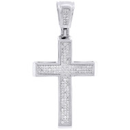 925 Sterling Silver Round Pave Diamond 1 Jesus Pendant Charm with Chain .15 ct.