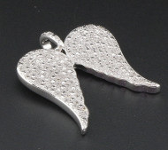 Diamond Angel Wings Pendant .925 Sterling Silver Ladies Round Cut Charm 0.40 Ct