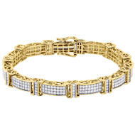 10k Yellow Gold Round Cut Genuine Diamond Link Pave Bracelet 8.30 Inch 6.50 Ct.