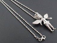 Diamond Mini Angel Crown Pendant Sterling Silver Pave Charm 0.25 Ct. w/ Chain