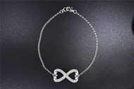 Diamond Heart Infinity Bracelet 10K White Gold 0.11 Ct Charm
