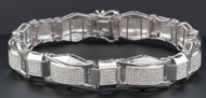 Diamond Fashion Bracelet Mens 10K White Gold 8.50" Pave Round Cut 3.25 Ct.