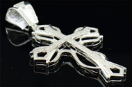 Mens 925 Sterling Silver White Diamond Cross Pendant Open Designer Charm 1.18 Ct