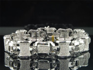 Diamond Link Bracelet Mens 10K White Gold Round Cut Pave Domed 3.75 Tcw.