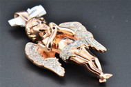 Real Diamond Mini Angel Pendant .925 Sterling Silver Cherub Jesus Charm 0.50 CT