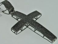 Black Diamond Cross Pendant Mens 10K Black Finish over White Gold Charm 1.38 Ct.