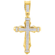 Yellow Gold Diamond Cross Pendant Mens Round Cut Fashion Pave Charm 0.50 Ct.