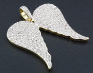 Diamond Angel Wings Pendant Sterling Silver Ladies Round Cut Pave Charm 1 Ct.