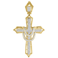 Diamond Cross Charm 10K Yellow Gold Mens Round Cut Fashion Pave Pendant 0.55 Ct.