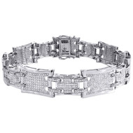 Diamond Bracelet Men's 10K Yellow Gold Round Cut Pave Designer Link 2.20 Tcw.