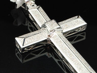 Diamond Cross Charm Mens .925 Sterling Silver Round Pave Pendant 1 Tcw.