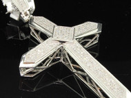 Mens Diamond Designer Cross Pendant .925 Sterling Silver Round Pave Charm 1 Ct.