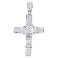 White Gold Diamond Cross Charm Mens Round Cut Fashion Jesus Pendant 0.50 Ct.