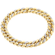 Genuine Diamond Miami Cuban Link Bracelet 1.26 Ct 10K Yellow Gold 9.5mm 8.5 Inch