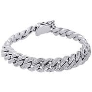 10K White Gold 11.50mm Solid Miami Cuban Link Diamond Bracelet 8.60" - 2.10 Ct.