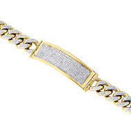 10K Yellow Gold Solid Miami Cuban Link Bracelet Pave Diamond ID 8.50" 4.57 Ct.