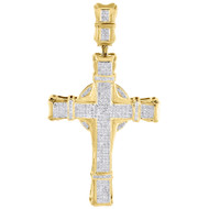 Diamond Cross Charm 10K Yellow Gold Mens Round Cut Fashion Pave Pendant 1 Ct.