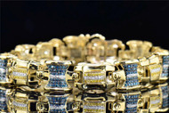 Yellow & Blue Diamond Bracelet Pave Designer 10K Yellow Gold 2.75 ct.
